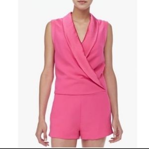 L'AGENCE Pink Sleeveless Tuxedo Romper/Jumpsuit
